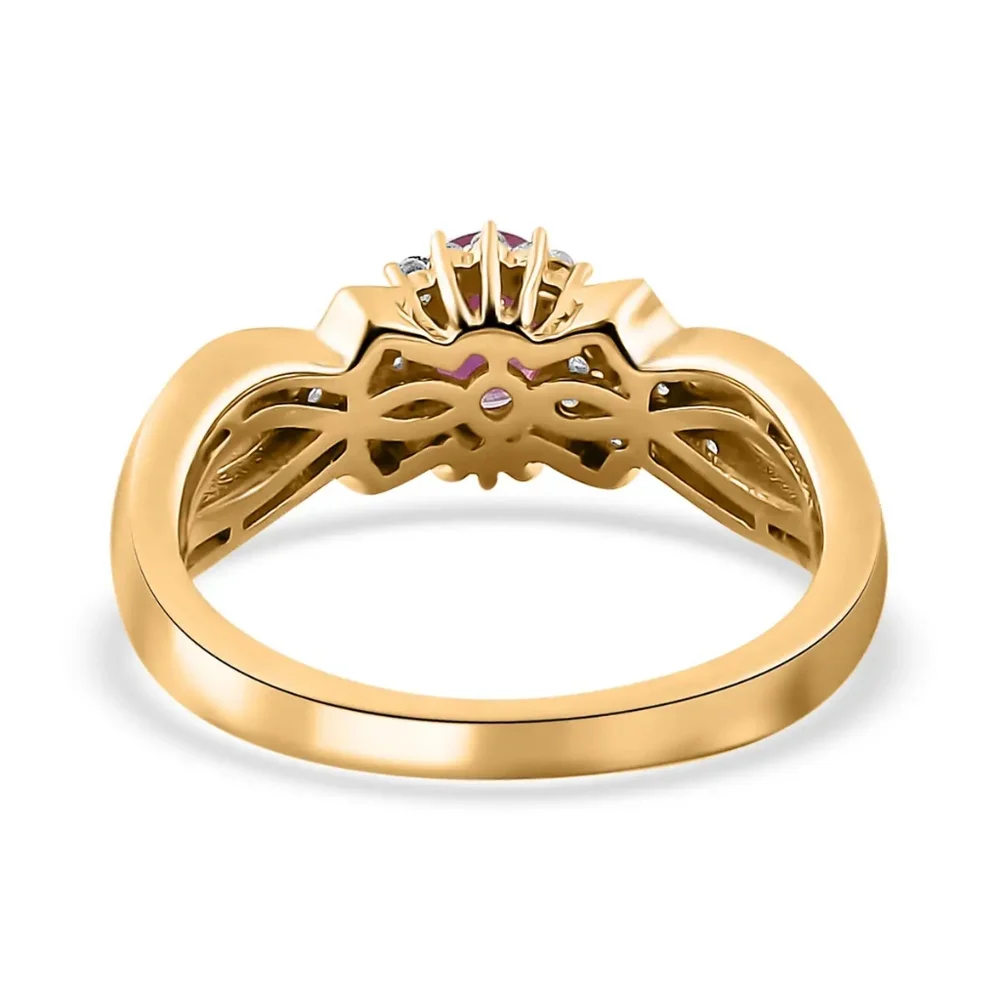 Genuine Montepuez Ruby and White Zircon Ring - Picture 5 of 6